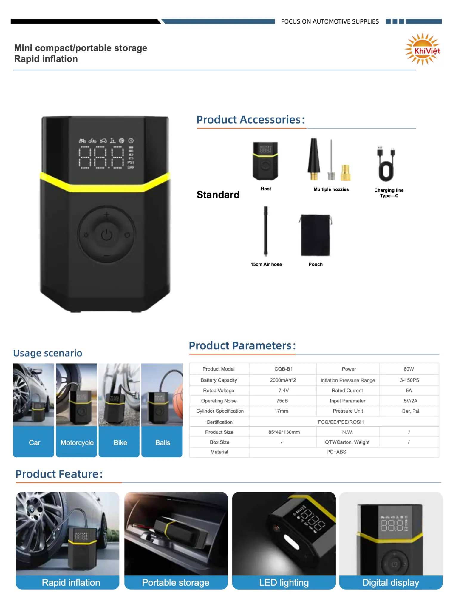 Mini Compact Portable Inflation Pump product details