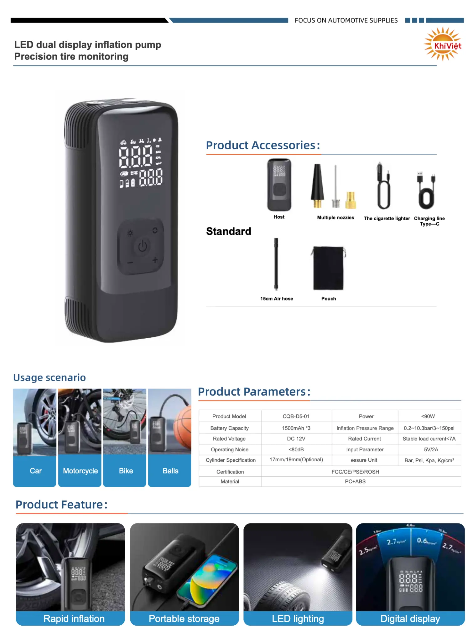 LED Dual Display Inflation Pump product details
