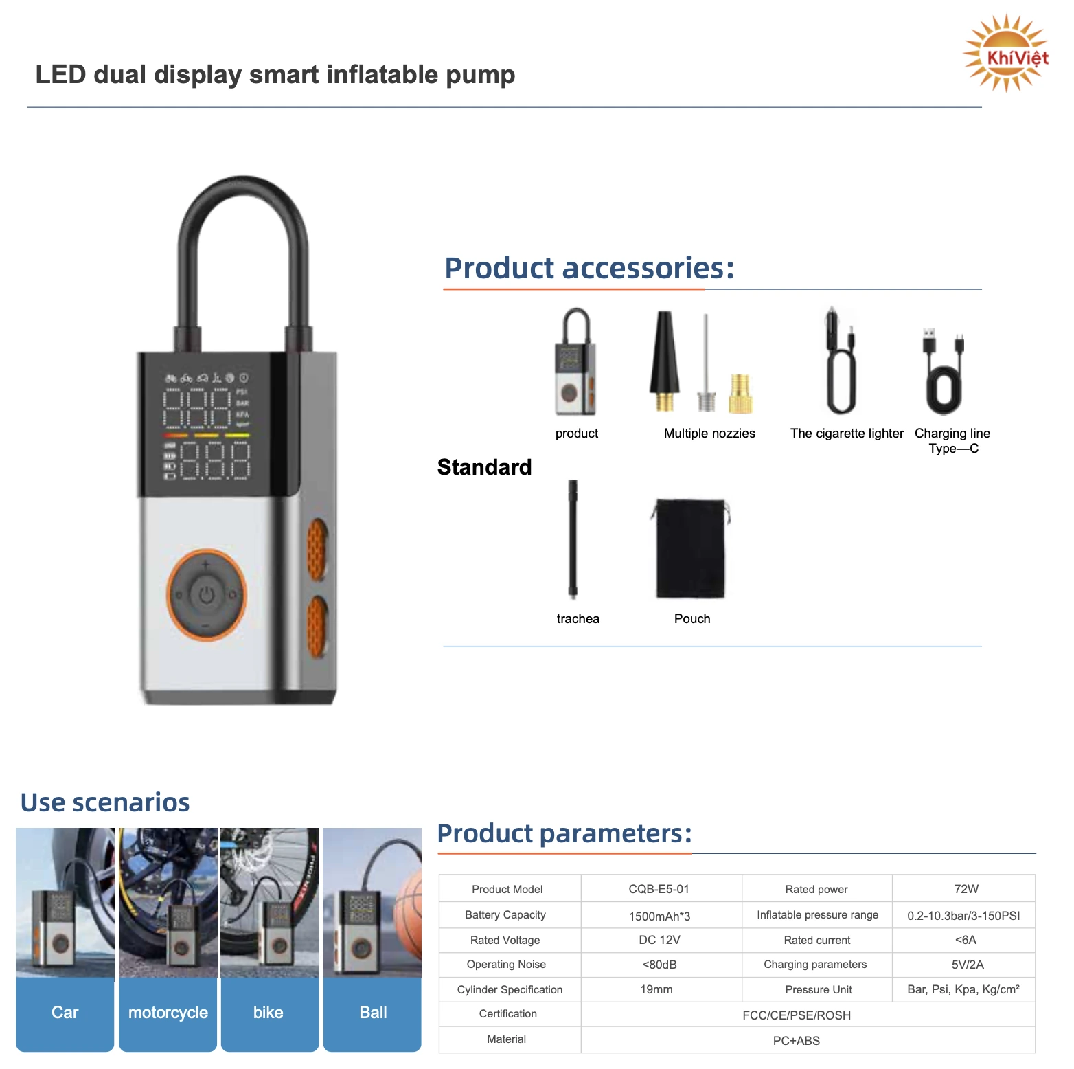LED Dual Display Smart Inflatable Pump
